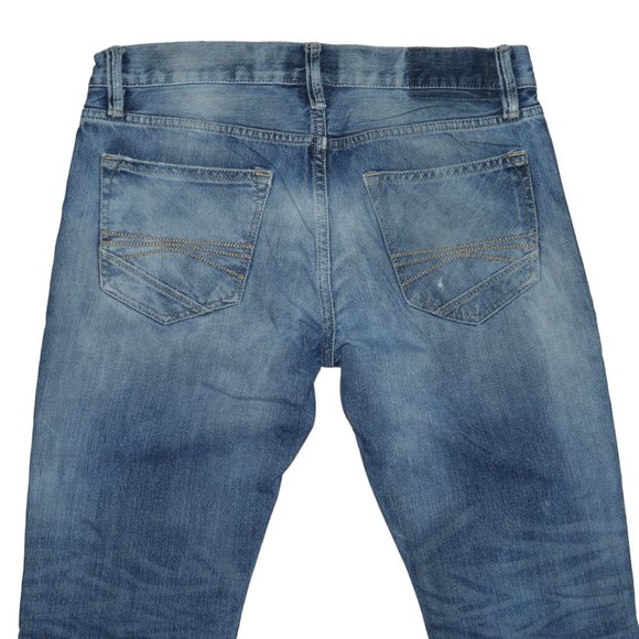 Express Mens Size 29x32 Slim Fit Skinny Leg Jeans Distressed Dark Wash Rocco - Picture 4 of 8